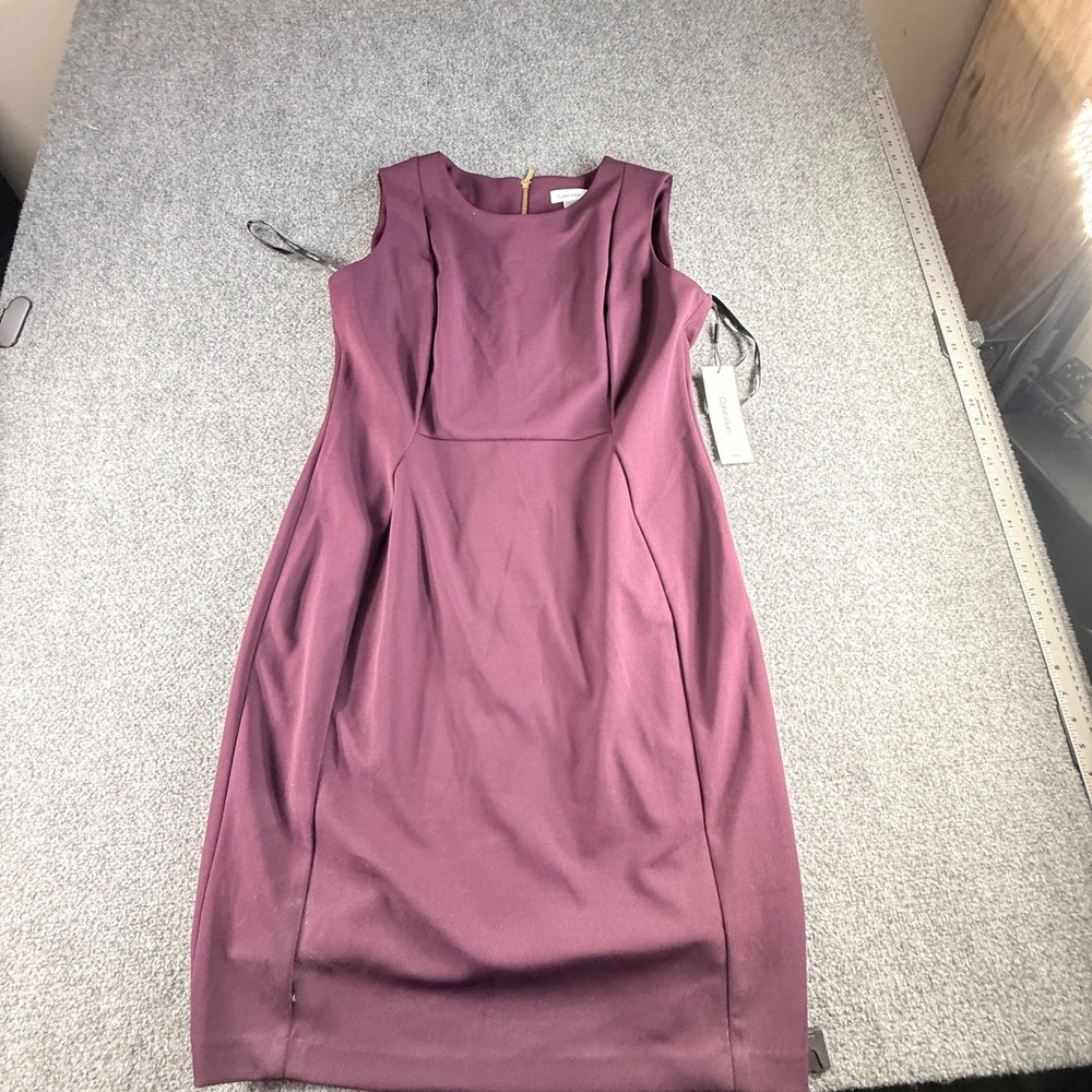 Calvin Klein Aubergine Purple Sleeveless Sheath Dress CD9C1A00 Size 16 NWT